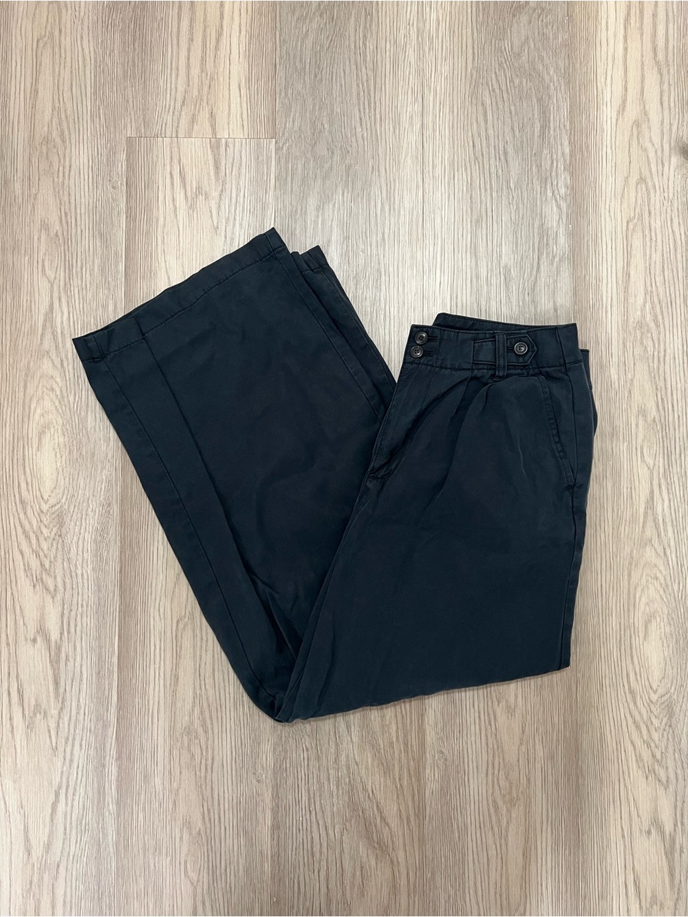 Madewell Petite Harlow Wide Leg Lyocell Linen Pants Black Size 6P NH266